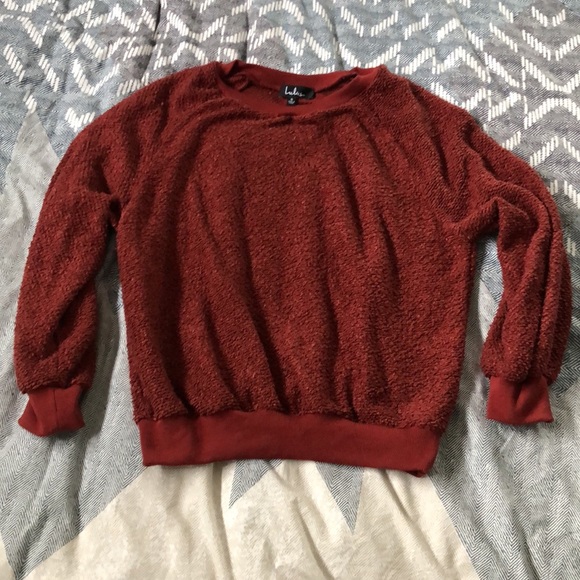 Lulu’s Brick Red Slub Knit Long Sleeve Top - Picture 3 of 6